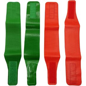 Wrestling Ankle Bands, 2 Pairs Red and Green Wrestling Tournament Bands, 13" x 2.4" Soft Vinyl Hook Loop Scoring Bands for Wrestlers Coach Referee