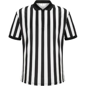 Referee Shirt Men, Official Referee/Umpire Jersey, Pro-Style Zipper Referee Uniform, Basketball, Football Ref Shirt