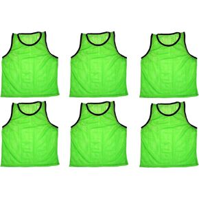 BlueDot Trading Youth Nylon Mesh Scrimmage Training Pinnie Vest for Team Practice for All Kinds of Sports Soccer, Football, Basketball, Lacrosse, Green, 6 Pack