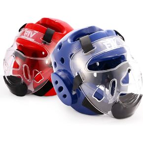 FIVING Karate Headgear,MMA Martial Arts Helmet,with Removable Face Shield,Soft Head Gear for for Muay Thai, Grappling, Sparring, Kickboxing, Karate, Taekwondo, Martial Arts