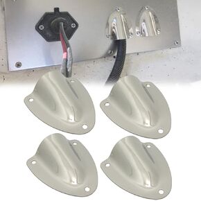 Marine Stainless Steel Midget Clam Shell Vent, Wire Cable Hole Ventilator Cover for Boat, Small Size : 1-5/8" x 1-3/4", Large Size: 2-1/4" x 2-3/16" Optional (S, 4 PCS)