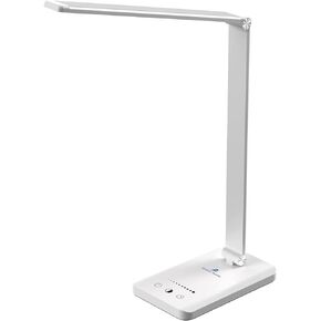 Ambertronix LED Desk Lamp with USB Charging Port, Dimmable Eye-Caring Reading Desk Light for Home, with 5 Brightness Level & 3 Lighting Modes, Touch Control, Auto Timer (Black)