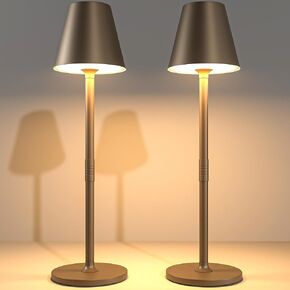 2 Pack LED CordlessTable Lamp,4000mAh Rechargeable Battery Desk lamp,3 Level Brightness Portable Light, Minimalist Design, for Couple Dinner/Coffee Table/Restaurant/Bedroom(White 2pack)