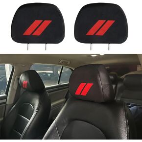 2 PCS Headrest Covers for Dodge Charger Challenger Durango Accessories Protective Fabric Design Cover Decoration Soft Breathable Car Seat Head Rest Protector Dodge Head Rest Covers | Black |