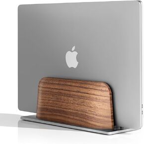 UPERGO Vertical Laptop Stand for Desk, Laptop Holder to Dock MacBook, MacBook Pro and Other Laptops, Black Walnut Wood