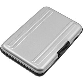 Memory Card Storage Box Aluminum Shock Resistant Carrying Box Memory Card Case Holder 16 Slots for SD SIM CF NANO TF Cards Silver