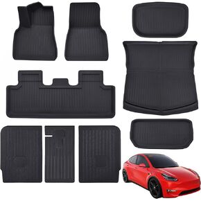 Rear Seat Back Cover Backrest Protector for Tesla Model Y Accessories 2020 2021 2022 2023 2024 with Hook&Loop All Weather Split Dog Liner Pet Mat Cargo Trunk Liner 3 PCS