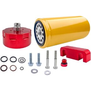 SPELAB 1R-0750 Diesel Fuel Filter & Adapter Kit for 2001-2016 Chevy GMC Duramax LB7/LLY/LBZ/LMM/LML (Black)