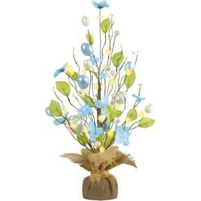 RoseCraft Easter Decorations, Artificial 18 Inch Easter Egg Tree Tabletop Decor with Delicate Ornaments, for Home Party Wedding Holiday Spring Summer Decoration - Gifts, Purple/Blue.