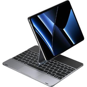 doqo Keyboard case for iPad Air 13 (M2) 2024 and iPad Pro 12.9(6th,5th,4th,3rd Gen), 360° Rotatable Magnetic Keyboard Cover with Multi-Trackpad,Aluminum Alloy Backlit Slim