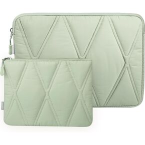 حقيبة حمل كمبيوتر محمول منتفخة من Voova مقاس 15.6 16 بوصة للنساء، حقيبة غطاء كمبيوتر لطيفة مع حقيبة ملحقات لجهاز MacBook Pro 16 وXPS 15,15.6-16 بوصة Lenovo Acer Dell HP Asus Laptop، Mint Green in Kuwait