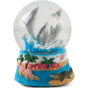 Elanze Designs Florida Dolphins Tabletop Dresser Nightstand Figurine Decoration 100MM Sturdy Glitter Water Wind Up Musical Snow Globe Plays Tune by The Beautiful Sea
