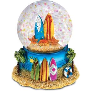 CoTa Global Cool Summer Surf Boards Snow Globe - Water Globe Figurine with Sparkling Glitter, Collectible Novelty Ornament for Home Decor, for Birthdays, Holiday and Valentine's - 65mm