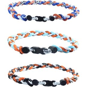 3 Pieces Baseball Necklaces Three Colors Three Braided Rope Tornado Titanium Necklaces Sport Rope Necklaces for Boys Men Player
