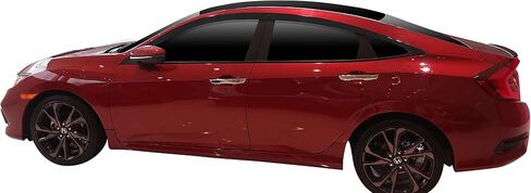 مجموعة أقنعة النافذة الواقية من المطر بشريط من AUTOCLOVER مكونة من 6 قطع لسيارة Honda Civic Sedan 4dr 2016 2017 2018 2019 2020 2021 / عاكسات النوافذ، ظلال فتحات التهوية خارج القناة (مدخنة) in Saudi Arabia