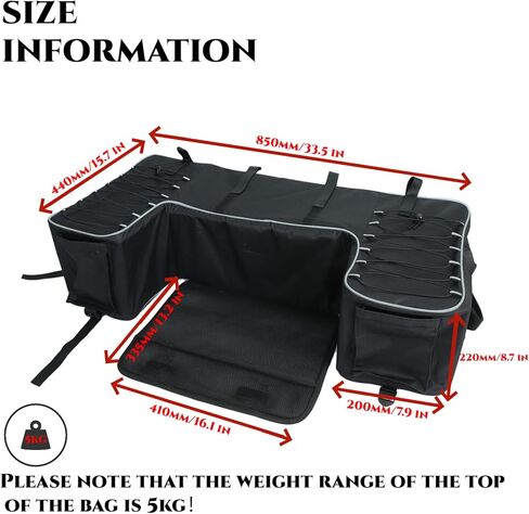 ATV Storage Bags ATV Rear Seat Gear Bag Water-Resistant w/Cushion, Large Capacity ATV Cargo Bag Compatible with Arctic Cat, Brute Force, Sportsman, (Black, 11LBS Maximum Load on the Top of the Bag) in Kuwait