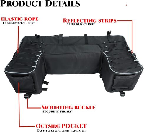 ATV Storage Bags ATV Rear Seat Gear Bag Water-Resistant w/Cushion, Large Capacity ATV Cargo Bag Compatible with Arctic Cat, Brute Force, Sportsman, (Black, 11LBS Maximum Load on the Top of the Bag) in Kuwait