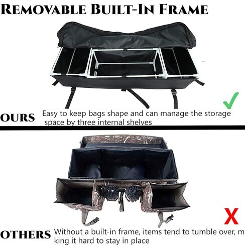 ATV Storage Bags ATV Rear Seat Gear Bag Water-Resistant w/Cushion, Large Capacity ATV Cargo Bag Compatible with Arctic Cat, Brute Force, Sportsman, (Black, 11LBS Maximum Load on the Top of the Bag) in Kuwait