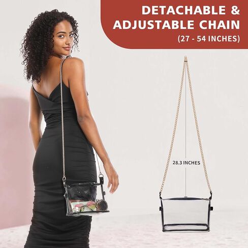 حقيبة شفافة معتمدة من Vorspack - حقيبة كروس شفافة وحقائب شفافة لطيفة للنساء، محفظة شفافة للحفلات الموسيقية والمهرجانات الرياضية in Kuwait