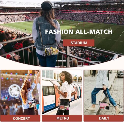 حقيبة شفافة معتمدة من Vorspack - حقيبة كروس شفافة وحقائب شفافة لطيفة للنساء، محفظة شفافة للحفلات الموسيقية والمهرجانات الرياضية in Kuwait