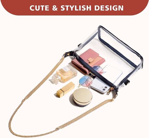 حقيبة شفافة معتمدة من Vorspack - حقيبة كروس شفافة وحقائب شفافة لطيفة للنساء، محفظة شفافة للحفلات الموسيقية والمهرجانات الرياضية in Kuwait