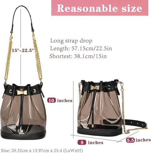 Clear Purses for Women Stadium Approved Clear Bag Drawstring Clear Crossbody Purse Bag Casual Handbag for Concert in Kuwait