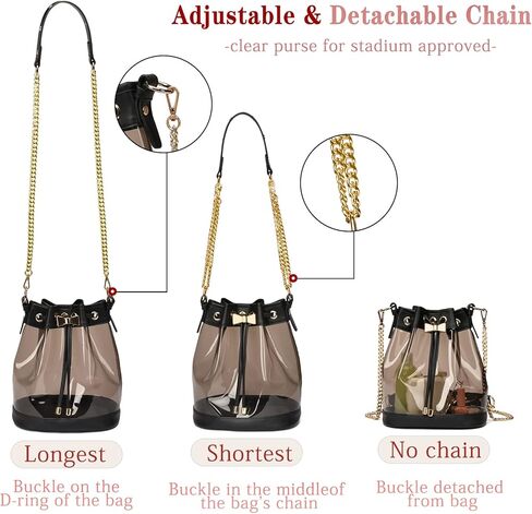 Clear Purses for Women Stadium Approved Clear Bag Drawstring Clear Crossbody Purse Bag Casual Handbag for Concert in Kuwait