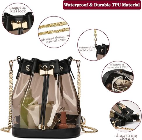 Clear Purses for Women Stadium Approved Clear Bag Drawstring Clear Crossbody Purse Bag Casual Handbag for Concert in Kuwait