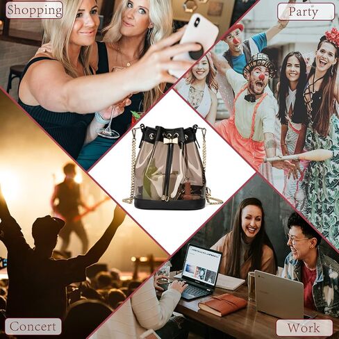 Clear Purses for Women Stadium Approved Clear Bag Drawstring Clear Crossbody Purse Bag Casual Handbag for Concert in Kuwait