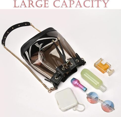 Clear Purses for Women Stadium Approved Clear Bag Drawstring Clear Crossbody Purse Bag Casual Handbag for Concert in Kuwait