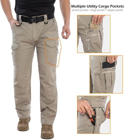 MANSDOUR Men's Cotton Hiking Tactical Pants Lightweight Stretch Military Combat Cargo Work Pants in Saudi Arabia