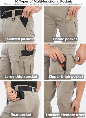 MANSDOUR Men's Cotton Hiking Tactical Pants Lightweight Stretch Military Combat Cargo Work Pants in Saudi Arabia