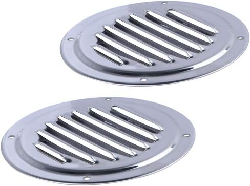 Hoffen 2 Pack Stainless Steel 5Inch Stamped Louvered Vent Round Ventilation Plate Vent Butterfly Air Vent Gill Plate for Marine Boats Accessories in Kuwait