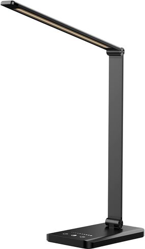مصباح مكتب Ambertronix LED مع منفذ شحن USB، ضوء مكتب قراءة خافت للضوء للمنزل، مع 5 مستويات سطوع و3 أوضاع إضاءة، تحكم باللمس، مؤقت تلقائي (أبيض) in Kuwait