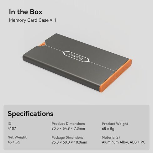 SMALLRIG Memory Card Case Holder Anti-Shock Anti-Fall and Scratch Suitable for SD/Micro SD/SIM Cards for Photography Enthusiasts - 2832B in Kuwait