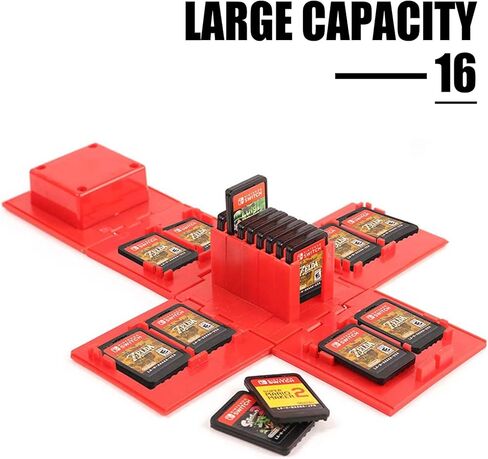 حافظة بطاقات الألعاب لجهاز نينتندو سويتش، حامل بطاقات ألعاب سويتش قابل للتشوه، صندوق تخزين بطاقات ألعاب سويتش مكعب، منظم بطاقات ألعاب سويتش ذو سعة كبيرة، 16 فتحة in Kuwait