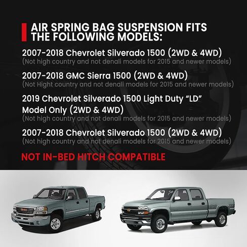 VIGOR Air Spring Bags Suspension Kit Compatible with 2007-2018 Chevy Silverado 1500 and GMC Sierra 1500 Pickups, Replacement TOW-BB-GM07, Up to 5,000 lbs of Load Leveling Capacity in Saudi Arabia