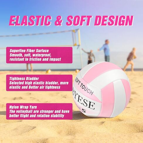 Volleyball Official Size 5 Waterproof Soft Sand Volley Balls for Beginners Adults Men Women Indoor Outdoor Pool Beach Gym Game Training Competition Play Gift in Saudi Arabia