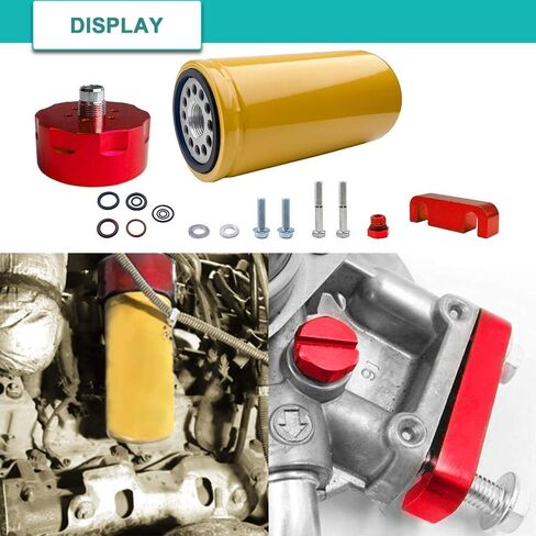 SPELAB 1R-0750 فلتر وقود الديزل ومجموعة المحولات لـ 2001-2016 Chevy GMC Duramax LB7/LLY/LBZ/LMM/LML (أحمر) in Kuwait