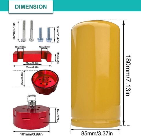 SPELAB 1R-0750 فلتر وقود الديزل ومجموعة المحولات لـ 2001-2016 Chevy GMC Duramax LB7/LLY/LBZ/LMM/LML (أحمر) in Kuwait