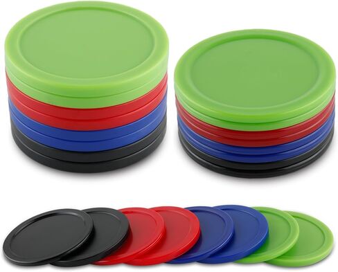 BQSPT 16 Pieces Air Hockey Pucks 2.5 Inch 64mm Heavy Replacement Pucks Air Hockey Tables Pucks Multicolor for Game Tables Equipment Accessories(8 Thick 12 Grams and 8 Thin 7 Grams) in Saudi Arabia