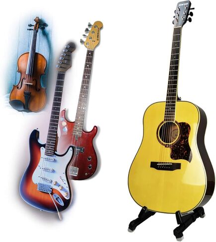 حامل جيتار قابل للطي، حامل جيتار عالمي على شكل حرف A من Meeland، مسند جيتار قابل للتعديل والمحمول للجيتار الكلاسيكي، القيثارات الصوتية، القيثارات الكهربائية، الجهير والقيثارة مثالية للمسرح والمنزل in Kuwait