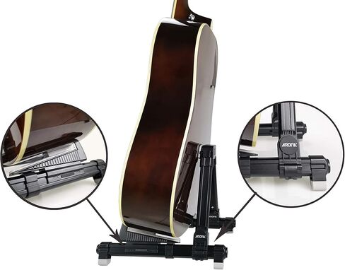 حامل جيتار قابل للطي، حامل جيتار عالمي على شكل حرف A من Meeland، مسند جيتار قابل للتعديل والمحمول للجيتار الكلاسيكي، القيثارات الصوتية، القيثارات الكهربائية، الجهير والقيثارة مثالية للمسرح والمنزل in Kuwait