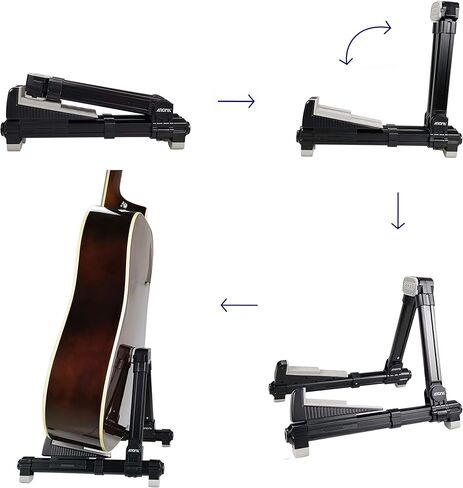 حامل جيتار قابل للطي، حامل جيتار عالمي على شكل حرف A من Meeland، مسند جيتار قابل للتعديل والمحمول للجيتار الكلاسيكي، القيثارات الصوتية، القيثارات الكهربائية، الجهير والقيثارة مثالية للمسرح والمنزل in Kuwait