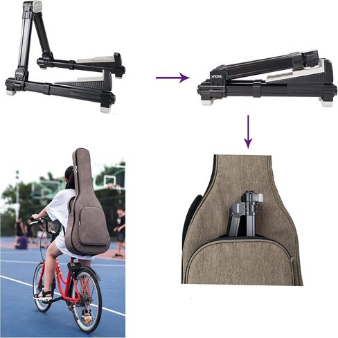 حامل جيتار قابل للطي، حامل جيتار عالمي على شكل حرف A من Meeland، مسند جيتار قابل للتعديل والمحمول للجيتار الكلاسيكي، القيثارات الصوتية، القيثارات الكهربائية، الجهير والقيثارة مثالية للمسرح والمنزل in Kuwait