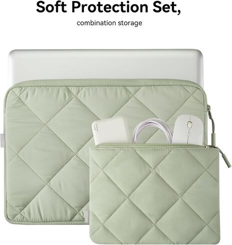 LANDICI Puffy Laptop Sleeve for 13-13.6 inch MacBook Air M3/A3113 2024, M2/A2681 M1/A2337, MacBook Pro M2 M1/A2338 2024-2016, iPad Pro 12.9, Laptop Carrying Case with Accessories Pouch, Apricot in Saudi Arabia