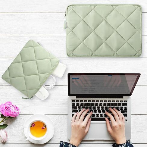 LANDICI Puffy Laptop Sleeve for 13-13.6 inch MacBook Air M3/A3113 2024, M2/A2681 M1/A2337, MacBook Pro M2 M1/A2338 2024-2016, iPad Pro 12.9, Laptop Carrying Case with Accessories Pouch, Apricot in Saudi Arabia