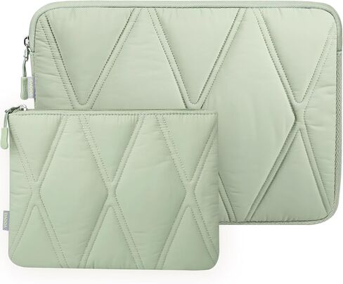 حقيبة حمل كمبيوتر محمول منتفخة من Voova مقاس 15.6 16 بوصة للنساء، حقيبة غطاء كمبيوتر لطيفة مع حقيبة ملحقات لجهاز MacBook Pro 16 وXPS 15,15.6-16 بوصة Lenovo Acer Dell HP Asus Laptop، Mint Green in Kuwait