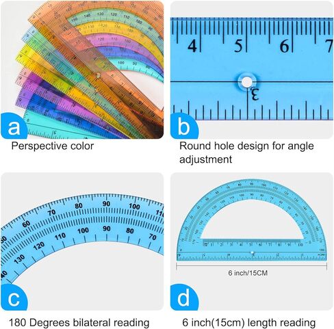 48 قطعة مجموعة الرياضيات الهندسية 24 حزمة 6 بوصة 180 درجة منقلة الرياضيات البلاستيكية السائبة و 24 حزمة الطلاب البوصلة المعدنية السائبة مجموعة الهندسة المدرسية للوازم المدرسية المكتبية (شفاف) in Kuwait