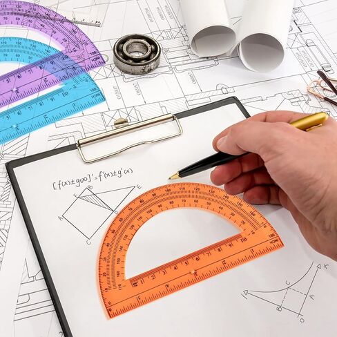 48 قطعة مجموعة الرياضيات الهندسية 24 حزمة 6 بوصة 180 درجة منقلة الرياضيات البلاستيكية السائبة و 24 حزمة الطلاب البوصلة المعدنية السائبة مجموعة الهندسة المدرسية للوازم المدرسية المكتبية (شفاف) in Kuwait